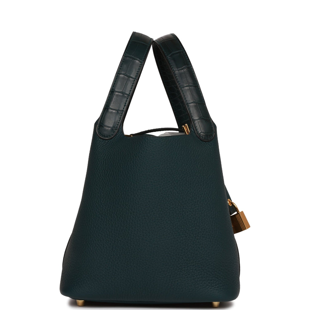 Picotin cloth handbag Hermès Green in Cloth - 32818060