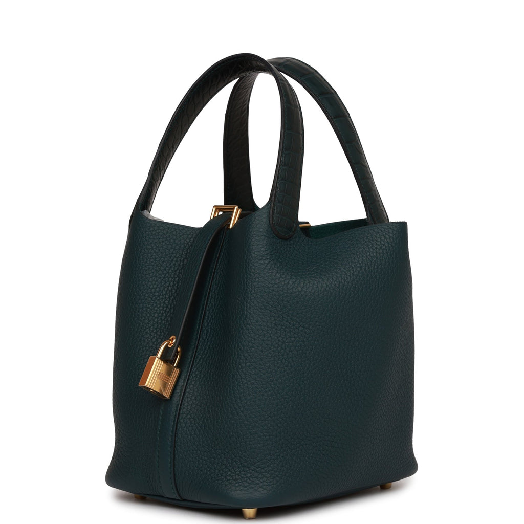 Picotin cloth handbag Hermès Green in Cloth - 32818060