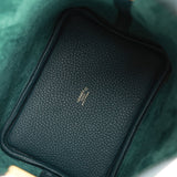 Hermes Picotin Lock 18 Vert Cypress Matte Alligator and Clemence Touch Gold Hardware