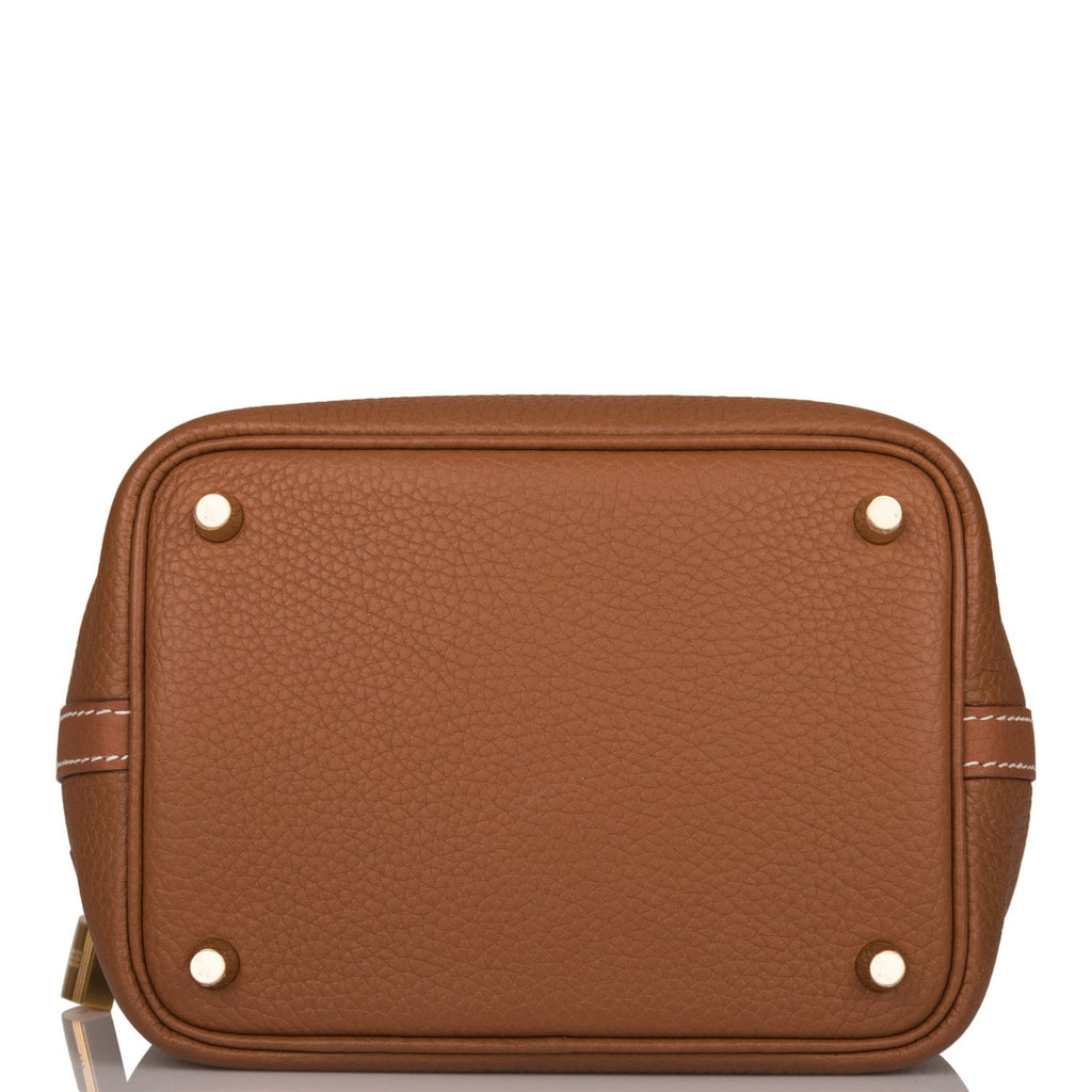 Picotin leather mini bag Hermès Gold in Leather - 4183312