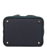 Hermes Picotin Lock 18 Casaque Vert Cypress, Bleu Nuit and Black Clemence Gold Hardware