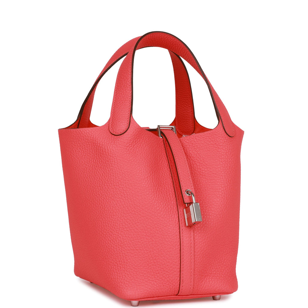 NEW Hermes Monochrome Picotin 18 Rose Mexico Clemence Pink Hardware