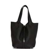 Hermes Black Clemence Picotin Lock 22cm Palladium Hardware