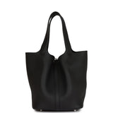 Hermes Black Clemence Picotin Lock 22cm Palladium Hardware