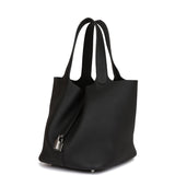 Hermes Black Clemence Picotin Lock 22cm Palladium Hardware