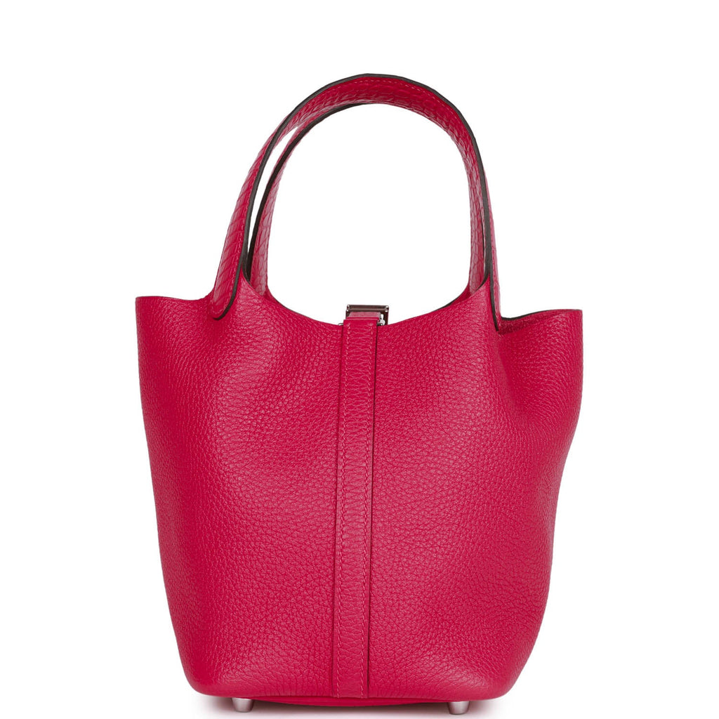 HERMES Taurillon Clemence Swift Eclat Picotin Lock 18 PM Framboise Rouge  Sellier 1295936
