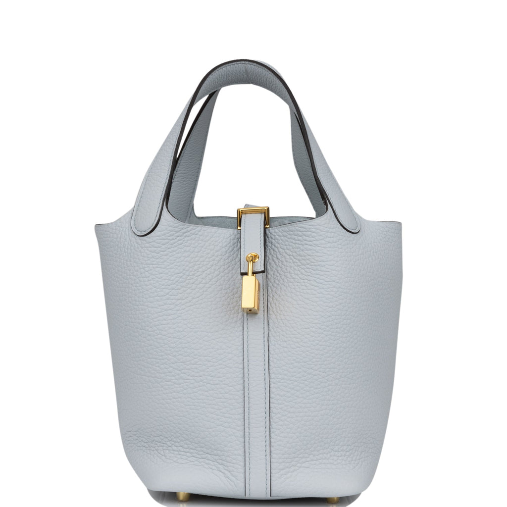 Hermes Picotin Lock bag PM Blue pale Clemence leather Silver hardware