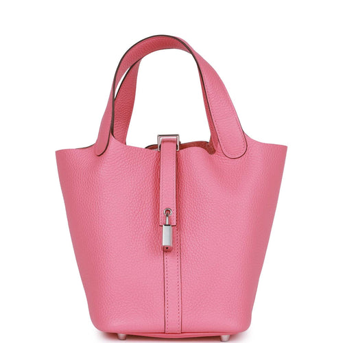 Hermes Picotin 18 Rose Azalee Clemence Palladium Hardware