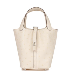 Hermes Picotin Lock 18 Nata Ostrich Palladium Hardware