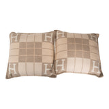 Hermes "Avalon III" Coco and Camomille Signature H Cushion PM Set of Two