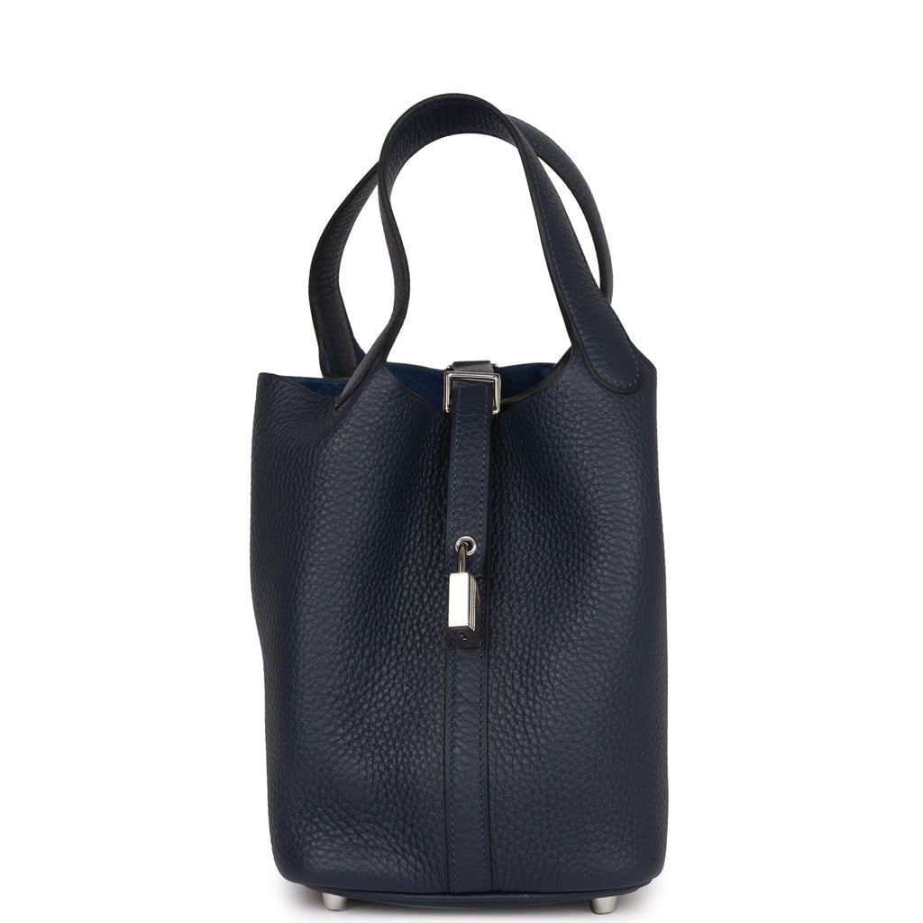 Hermes Picotin Lock 18 Tote Bag in Bleu Pale Clemence with Gold