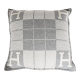 Hermes "Avalon III" Ecru and Gris Clair Signature H Cushion PM Set of Two