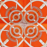 Hermes "Gavroche" Orange Silk Pocket Square Scarf 45cm