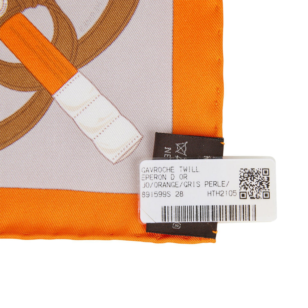 Hermes "Gavroche" Orange Silk Pocket Square Scarf 45cm