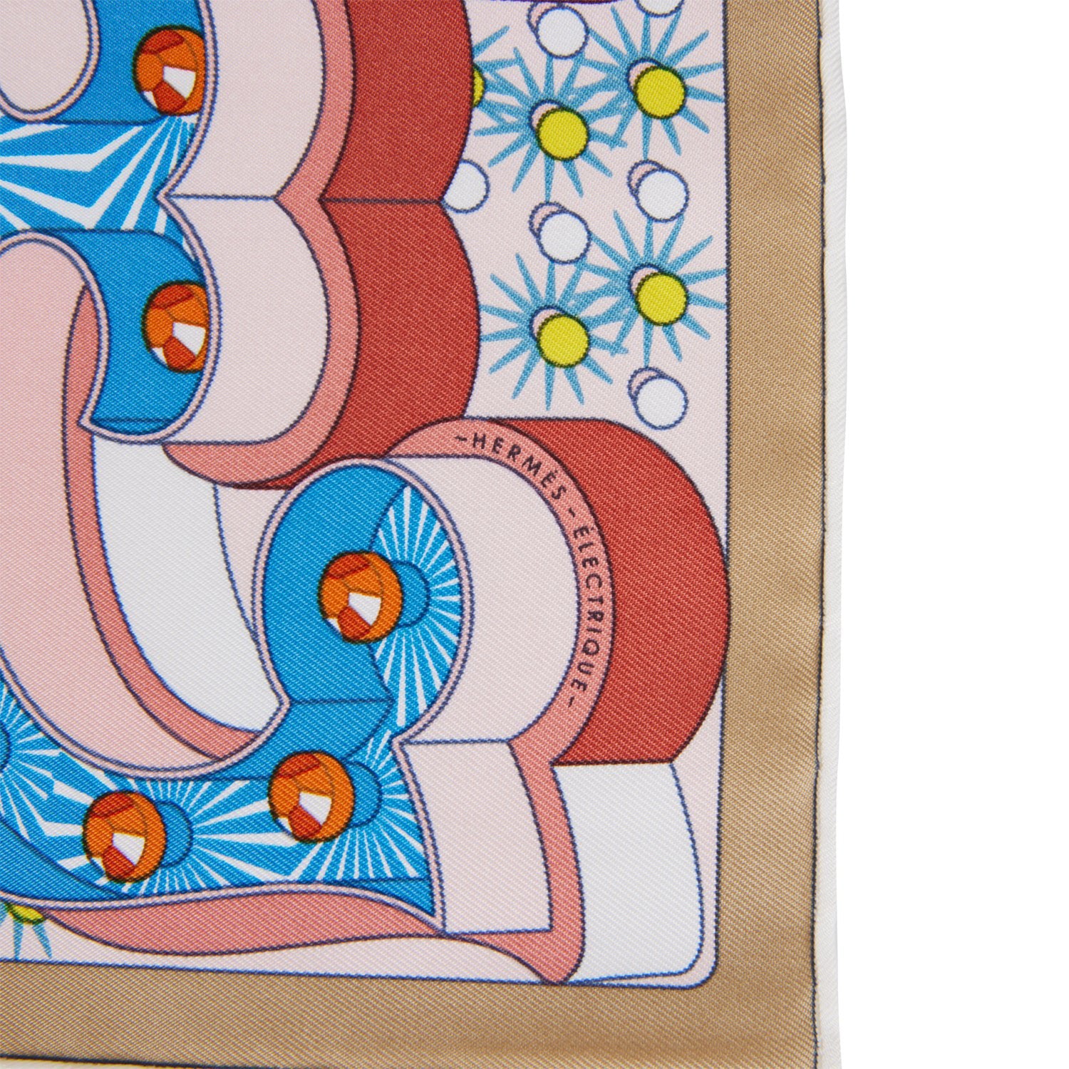 Foulard Carré Vintage En Soie 100% - Style Gavroche Motif Géométrique - Occasion Très Bon état