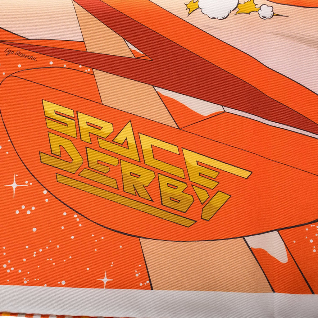 Hermes "Space Derby" Rouge Silk Twill Scarf 90cm
