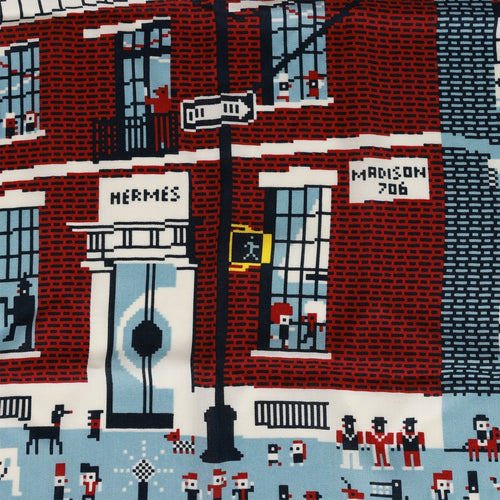 Hermes "Madison Party" Blue Cashmere and Silk Scarf 100cm