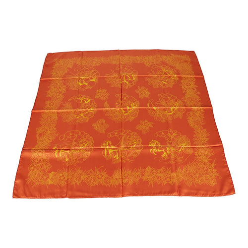 Hermes "De La Citrouille A La Caleche" Orange Silk Shawl Scarf 90cm