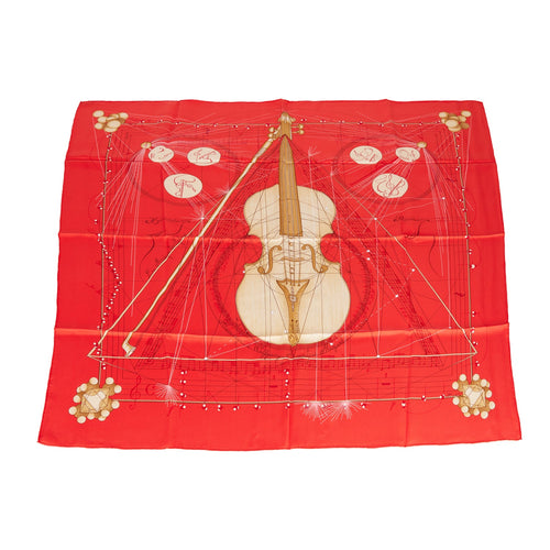 Hermes "La Musique Des Spheres" Rose Silk Scarf 90cm