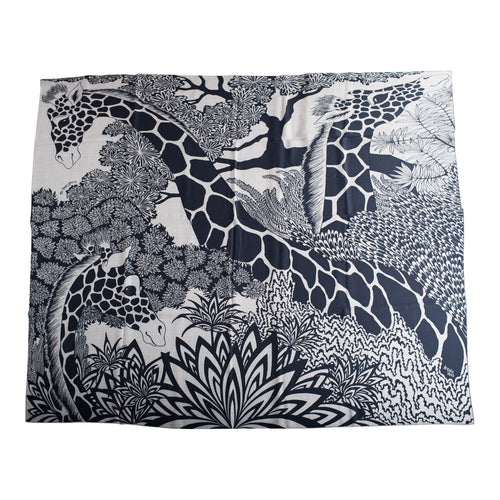 Hermes "The Three Graces" Gris Chine Cashmere and Silk Shawl 140cm