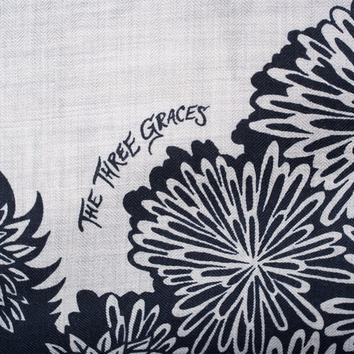 Hermes "The Three Graces" Gris Chine Cashmere and Silk Shawl 140cm