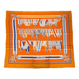 Hermes "Les Sangles Finesse" Curry Giant Silk Shawl Scarf 140cm