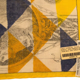 Hermes "Manufacture de Boucleries" Yellow Cashmere and Silk Shawl Scarf 140cm