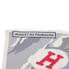 Hermes "Minuit au Faubourg Super H" White Silk Twill Scarf 70cm