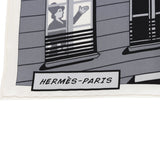 Hermes "Minuit au Faubourg" White Silk Twill Scarf 70cm