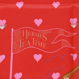 Hermes "Tea Time Medallions" Rouge Silk Twill Scarf 70cm