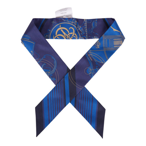 Hermes "Ex-Libris Les Parisiennes" Indigo Silk Twilly