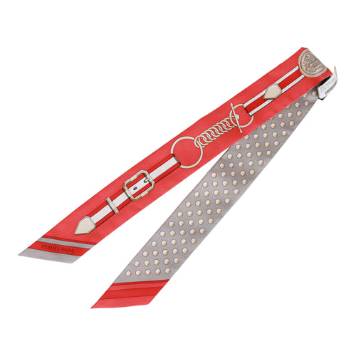 Hermes "Grand Tralala" Gris Acier Silk Twilly Pair