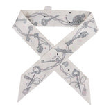 Hermes "Les Cles A Pois" White Silk Twilly Pair