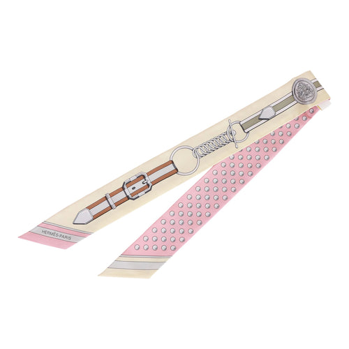 Hermes "Grand Tralala" Rose Poudre Silk Twilly