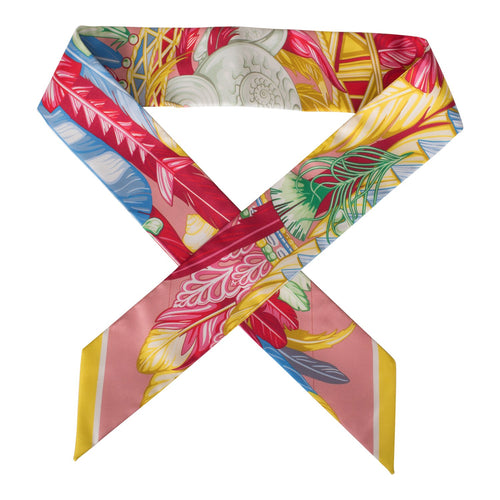 Hermes "Danse Pacifique" Vieux Rose Silk Twilly Pair