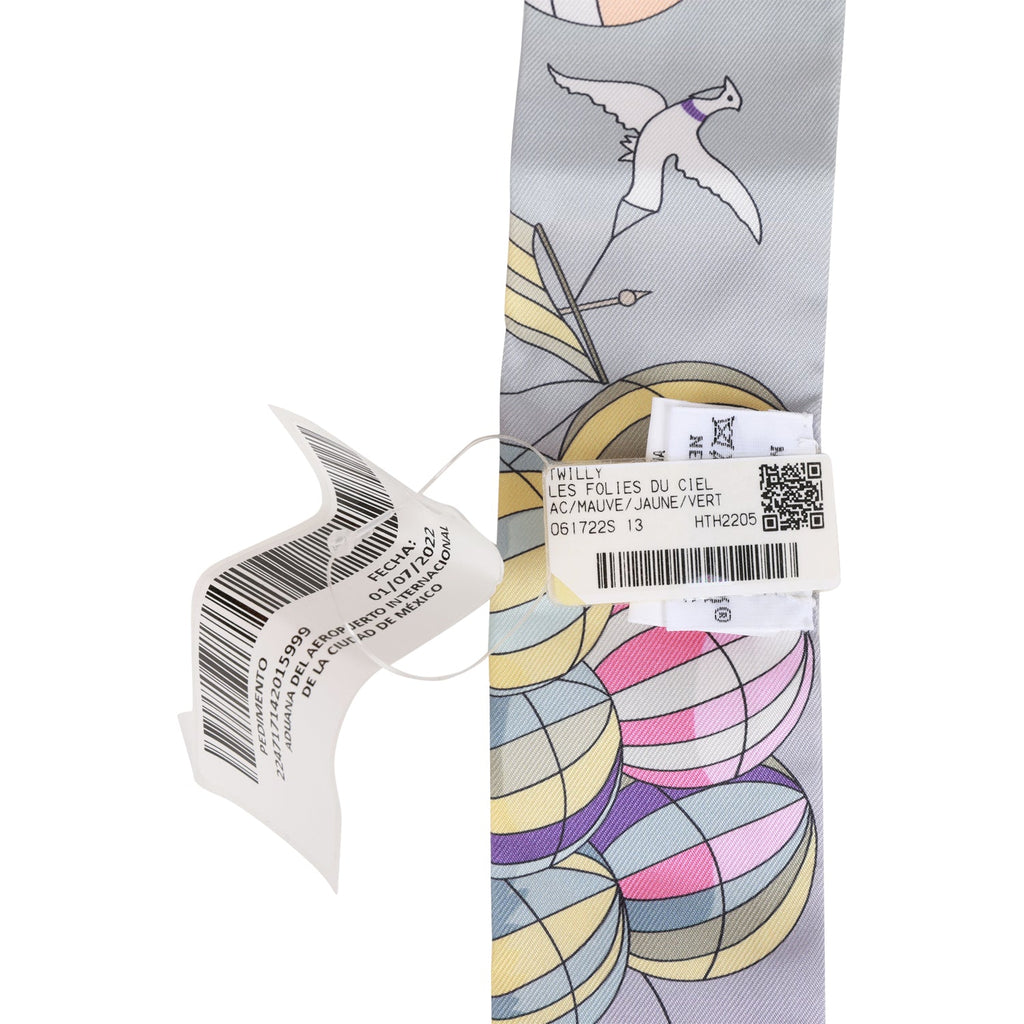 Hermes Twilly Carres Volants Authentic Rare Sold Out! Gris Perle