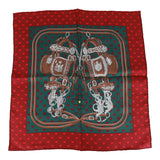 Hermes "Brides de Gala Love" Bordeaux Silk Pocket Square Scarf 45cm