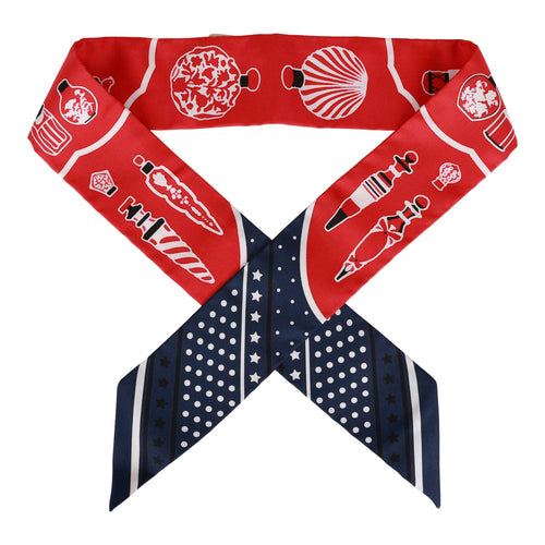 Hermes "Les Falcons" Red Silk Twilly