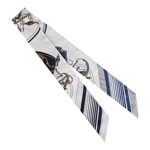 Hermes "Ex-Libris Les Parisiennes" White Silk Twilly