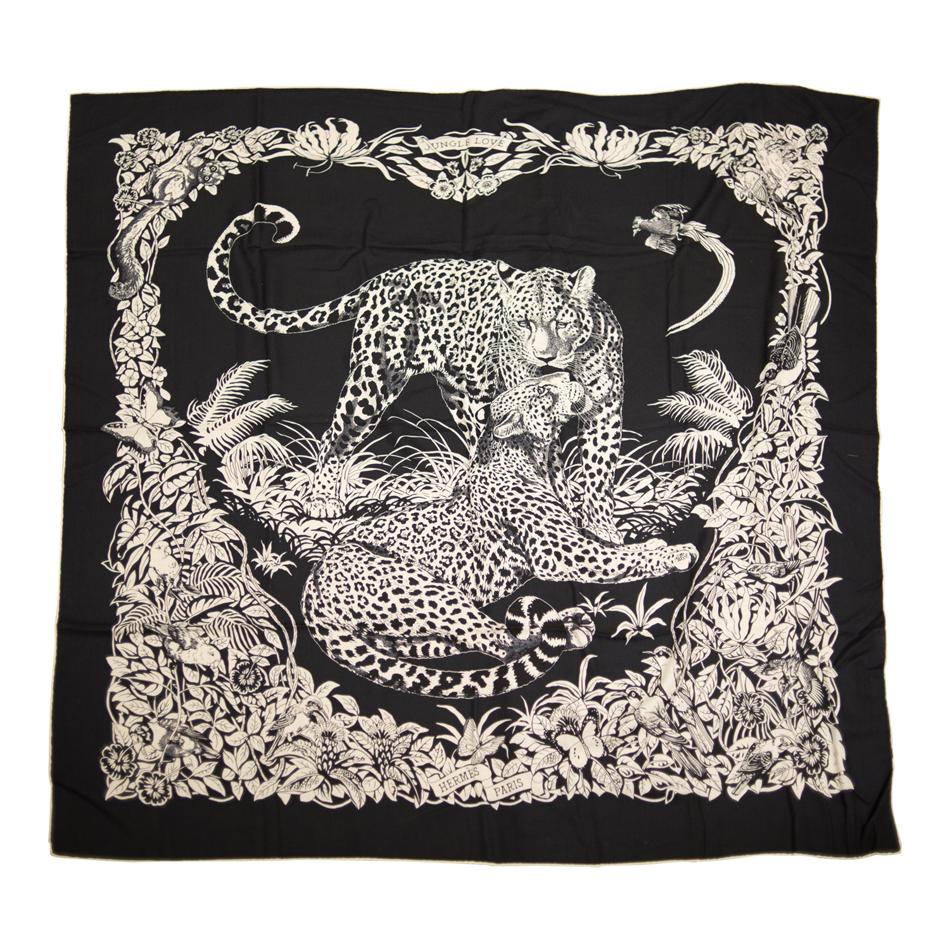 Hermes "Jungle Love" Cashmere and Silk Shawl Scarf 140cm