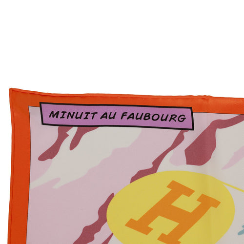 Hermes "Minuit au Faubourg" Orange Silk Twill Scarf 70cm
