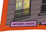 Hermes "Minuit au Faubourg" Orange Silk Twill Scarf 70cm