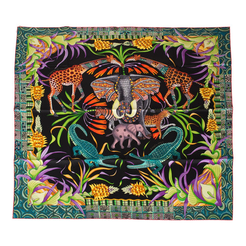 Hermes "La Marche de Zambeze" Silk Twill Scarf 90cm