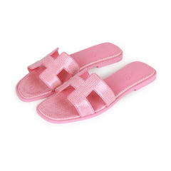 Hermes Oran Sandals Rose Jaipur Lizard 37