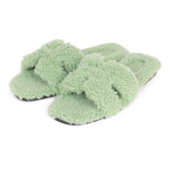 Hermes Oran Sandals Vert D'eau Woolskin 37.5 EU