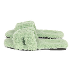 Hermes Oran Sandals Vert D'eau Woolskin 37.5 EU