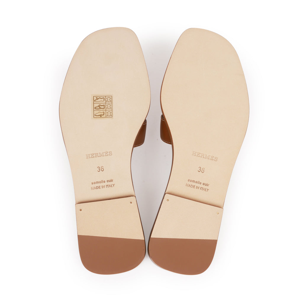 Hermes Oran Sandals Gold Box Calfskin 36 – Avenue