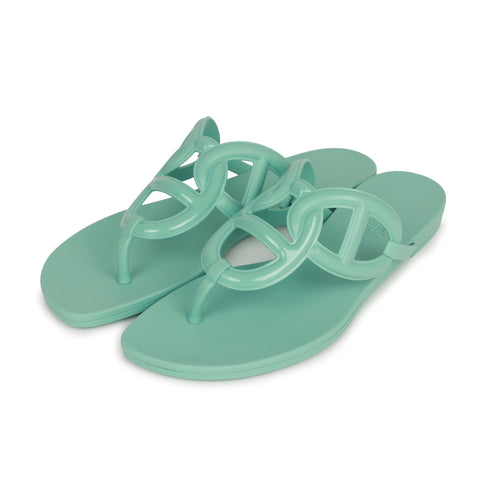 Hermes Egerie Sandals Vert Embrun Rubber 36 EU