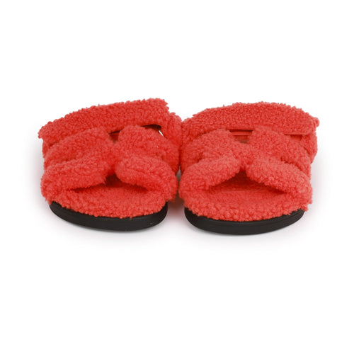 Hermes Chypre Techno Sandals Orange Woolskin 37.5