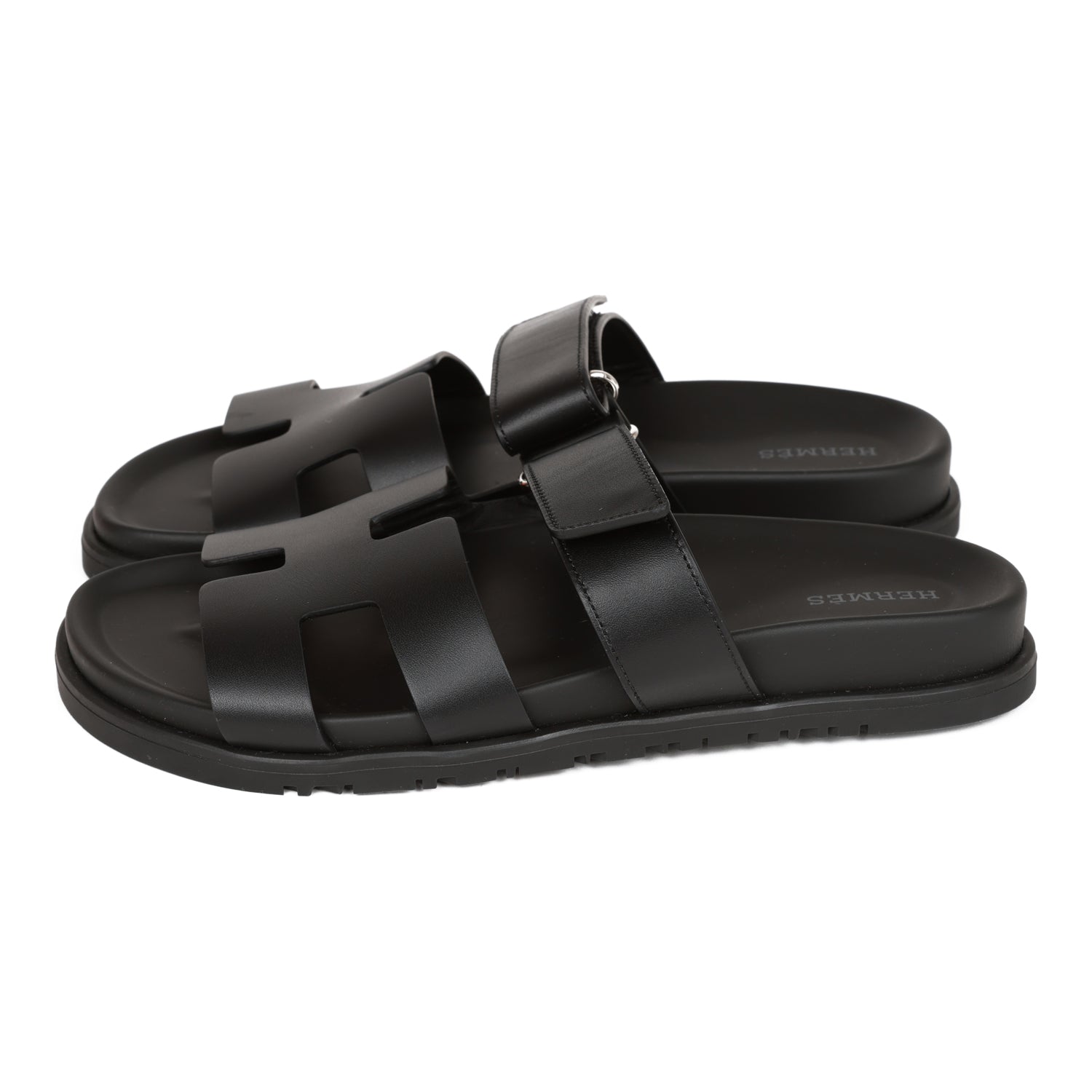 Hermes Chypre Sandals Black Calfskin 38 Madison Avenue Couture